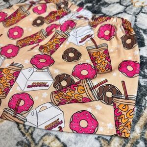 Handmade Girls Shorts Size 6 Dunkin' Donuts Coffee &‎ Donut Print Pink Orange